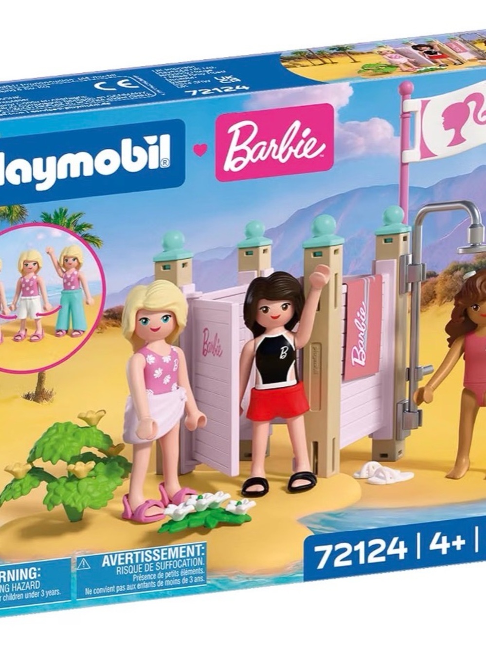 NWT Playmobil x Barbie Beach Dress Up Play Set Changing Room and Shower
